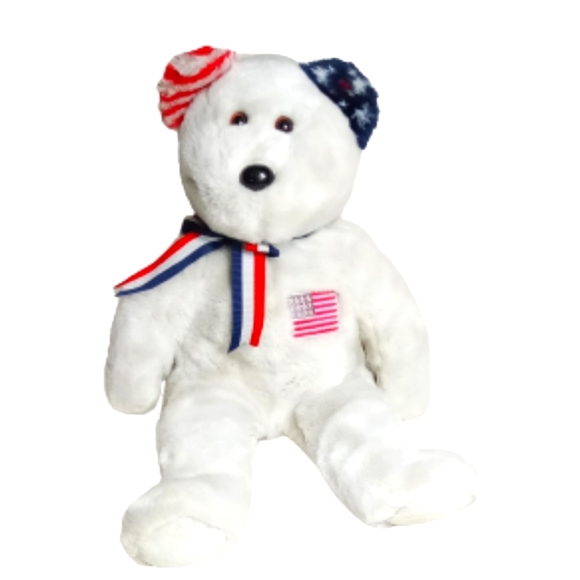 Ty Other - TY Beanie Buddy: America the White Bear Approx 14"